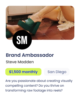 Example Brand Ambassador GIG opportunity on Home From College